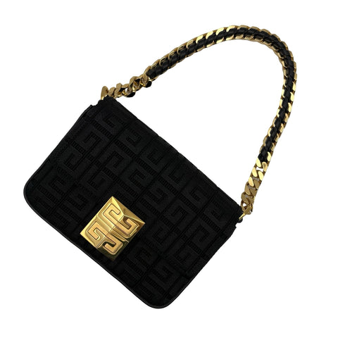 【美品】 GIVENCHY ジバンシィ SHOULDER BAG ショルダーバッグ ショルダーバッグ  ブラック キャンバス　カフースキン 中古 USED バッグ