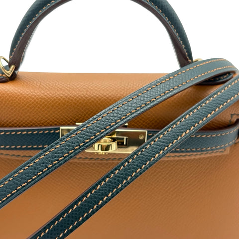 【中古】 Hermes エルメス MINI KELLY ミニケリー ショルダーバッグ U刻(2020年) ※イニシャル入り ゴールド/ヴェールシプレ エプソン 中古 USED バッグ