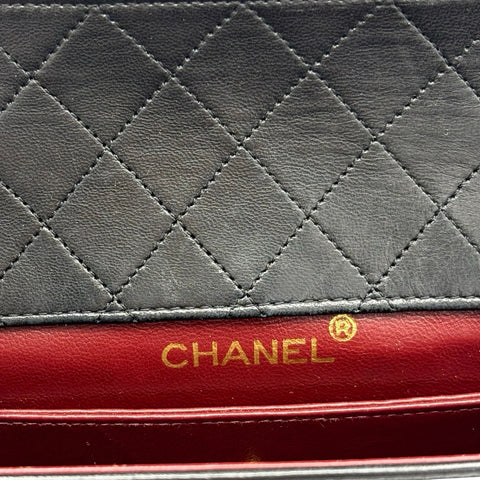 【中古】 CHANEL シャネル TRAPEZOID トラペゾヘド チェーンショルダー 1番台(1989-1991年) ブラック ラムスキン 中古 USED バッグ