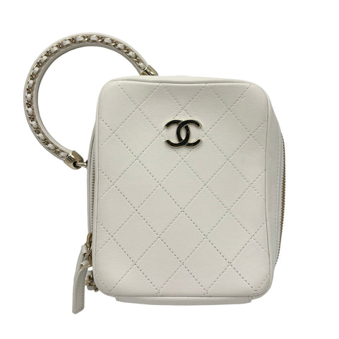 [Pre-owned] CHANEL Handle Bag White Lambskin 30 series (2020-2021) Brand Bag Shoulder Bag Pre-owned Women's