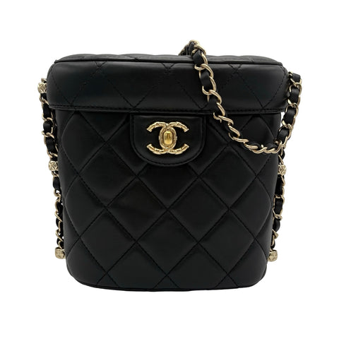[Pre-owned] CHANEL Vanity Chain Shoulder Bag, Black Lambskin, Random Serial (2021-), Branded Bag, Shoulder Bag, Pre-owned Item, Women's