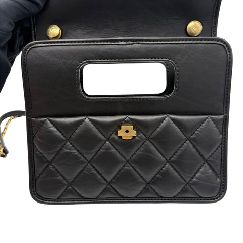 [Pre-owned] CHANEL Mini Flap Bag, Shoulder Bag, Random Serial (2021-), Black, Calfskin, Used Bag