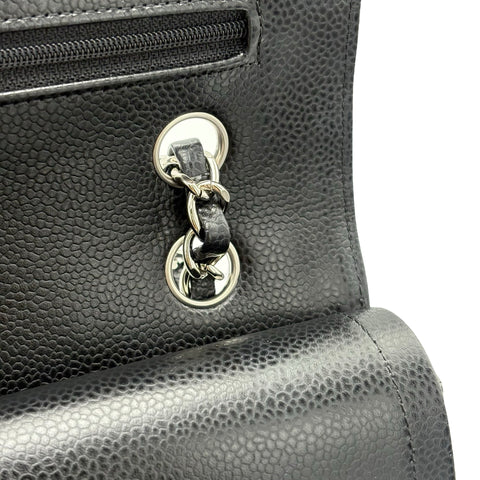 [Pre-owned] CHANEL Matelasse Double Flap Chain Shoulder Bag, 18 Series (2014), Black Caviar Skin, Used Bag