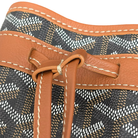 [Pre-owned] GOYARD PETIT FLOT BAF Bucket Bag Shoulder Bag Black/Brown Canvas Calfskin Pre-owned USED Bag
