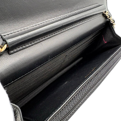 [Pre-owned] CHANEL Pearl Charms Wallet on Chain Bag, 27-series (2018–2019), Black, Calfskin, Used Bag