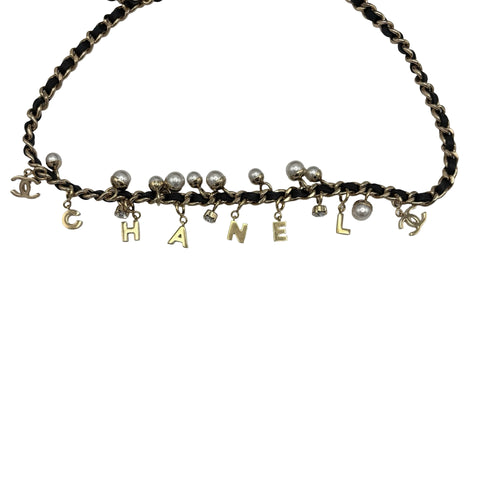 [Pre-owned] CHANEL Pearl Charms Wallet on Chain Bag, 27-series (2018–2019), Black, Calfskin, Used Bag