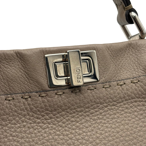 [Pre-owned] FENDI Peekaboo Small Shoulder Bag Handbag Gray Leather x Python USED Bag