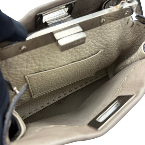 [Pre-owned] FENDI Peekaboo Small Shoulder Bag Handbag Gray Leather x Python USED Bag