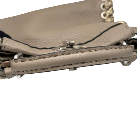 [Pre-owned] FENDI Peekaboo Small Shoulder Bag Handbag Gray Leather x Python USED Bag