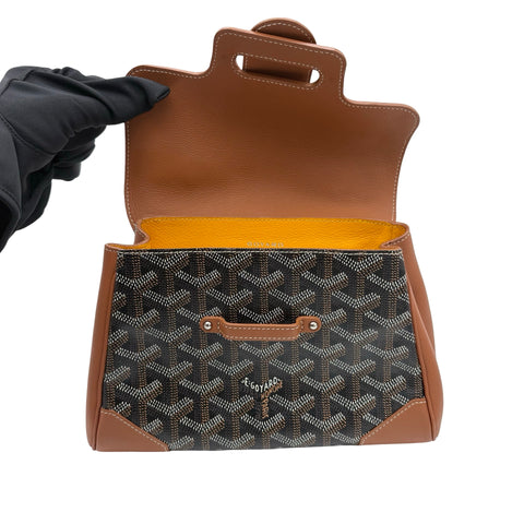 [Pre-owned] GOYARD Saïgon Souple Mini Bag, Black & Natural Goyardine Canvas & Chevroches Calfskin, Shoulder Bag, Pre-owned USED Bag