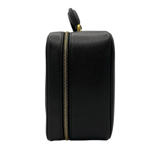 【中古】 CHANEL シャネル 2WAY VANITY BAG デカココ2WAYバニティバッグ ショルダーバッグ メイクポーチ 4番台(1996~1998年） ブラック キャビアスキン 中古 USED バッグ