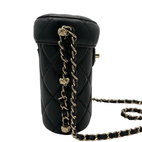 [Pre-owned] CHANEL Vanity Chain Shoulder Bag, Black Lambskin, Random Serial (2021-), Branded Bag, Shoulder Bag, Pre-owned Item, Women's