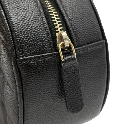 [Pre-owned] CHANEL Round Chain Shoulder Bag, Black Caviar Skin, 28-series (2019), Brand Bag, Shoulder Bag, Pre-owned, Women's