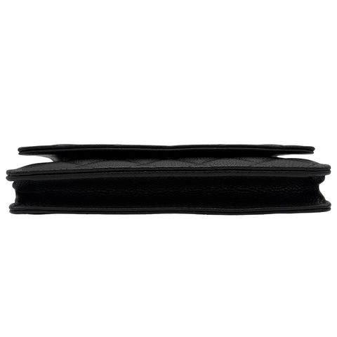 [Excellent Condition] CHANEL Chain Wallet Shoulder Bag, 27-Series (2018-2019), Black, Caviar Skin, Pre-owned Bag