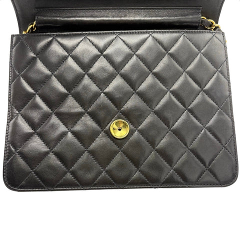 【中古】 CHANEL シャネル PUSHLOCKSHOULDERBAG プッシュロック ショルダーバッグ 5番台(1999‐2000年) ブラック ラムスキン 中古 USED バッグ