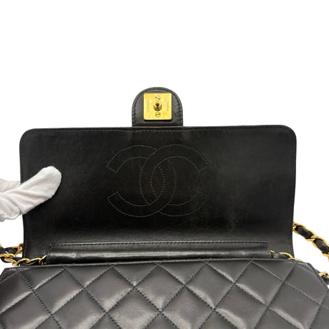【中古】 CHANEL シャネル PUSHLOCKSHOULDERBAG プッシュロック ショルダーバッグ 5番台(1999‐2000年) ブラック ラムスキン 中古 USED バッグ