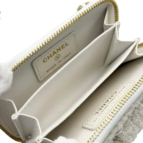 【Used】 CHANEL MINI CHAIN BAG (VIP X'MAS) Chain Shoulder Random Serial (2023) White Tweed Used Bag